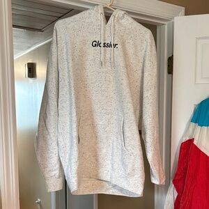 Glossier Speckled Light Gray Hoodie with Logo